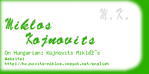 miklos kojnovits business card